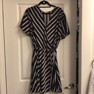 Striped Silk Wrap Dress